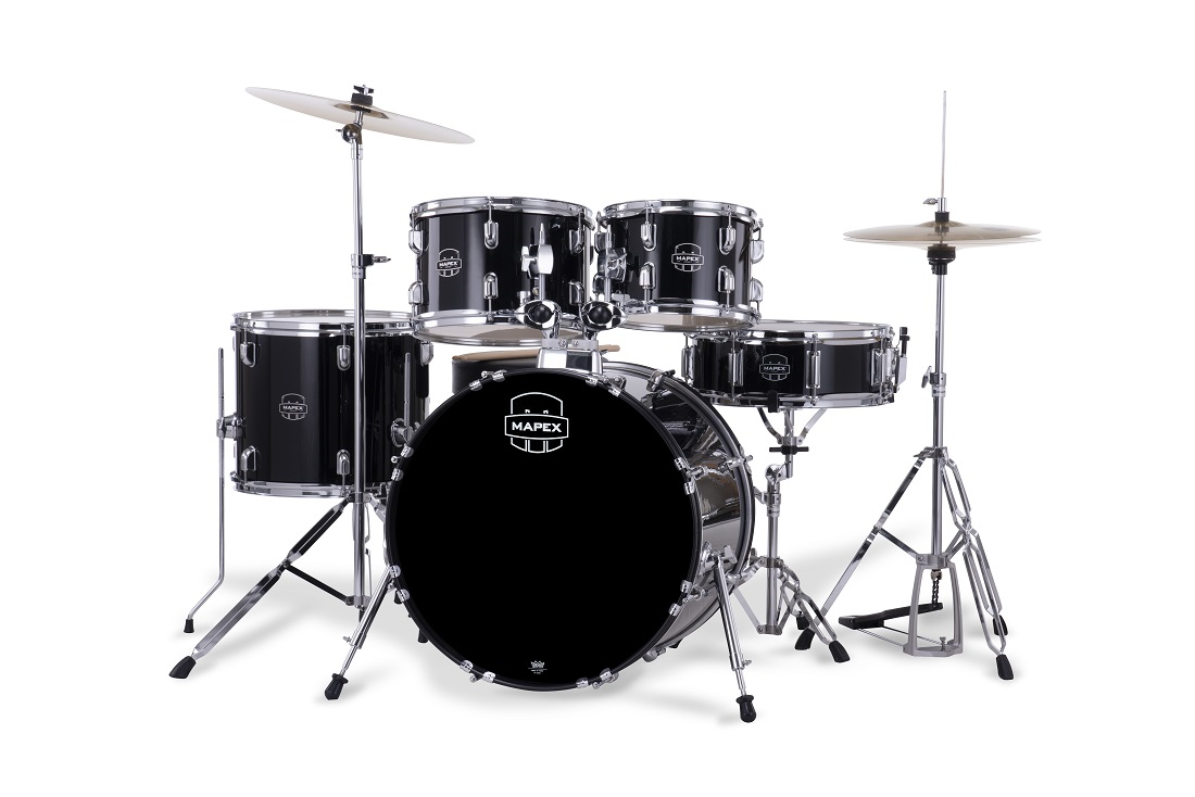 Mapex Comet 5pc Drum Kit with Hardware and Cymbals - Black