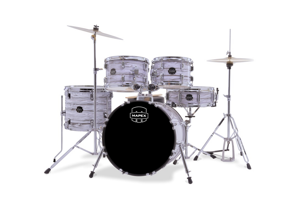 Mapex Comet 5pce 22 Drum Kit w/ Hardware & Cymbals - White Marblewood