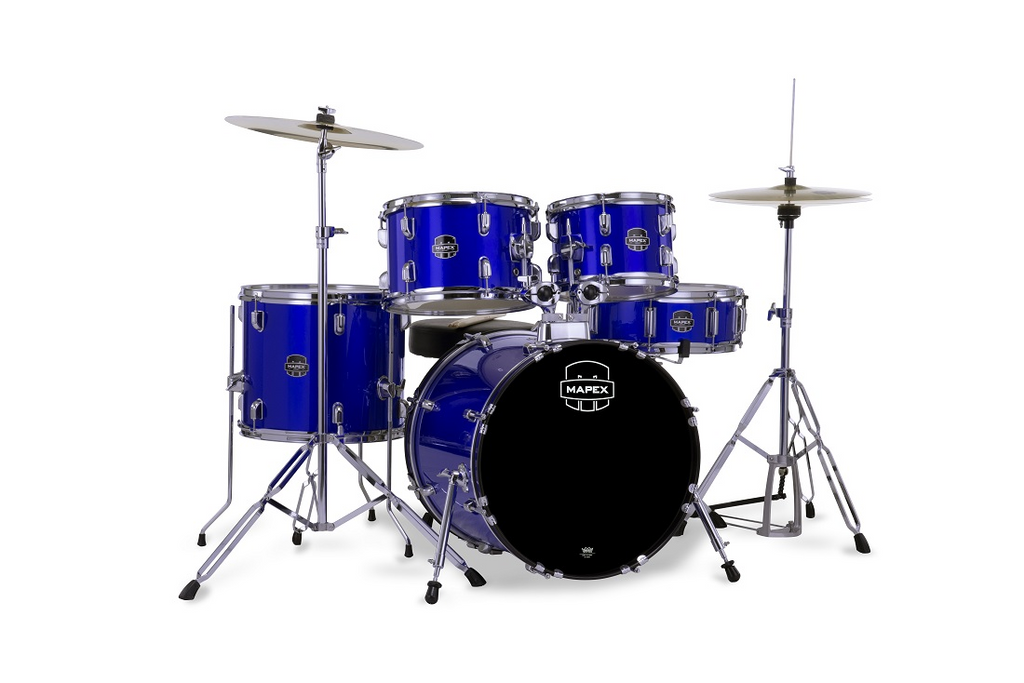 Mapex Comet 5pce 18 Drum Kit w/ Hardware & Cymbals - Indigo Blue