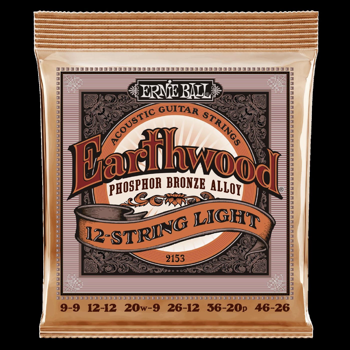 Ernie Ball 2153 Earthwood 12-String Light Phosphor Bronze Acoustic Guitar Strings