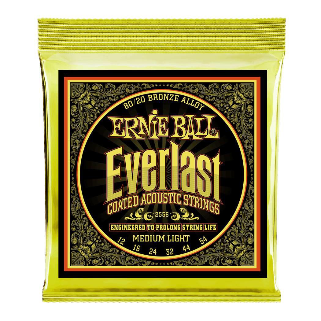Ernie Ball 2556 12-54 Everlast Medium Light Coated 80/20 Bronze Acoustic Guitar Strings