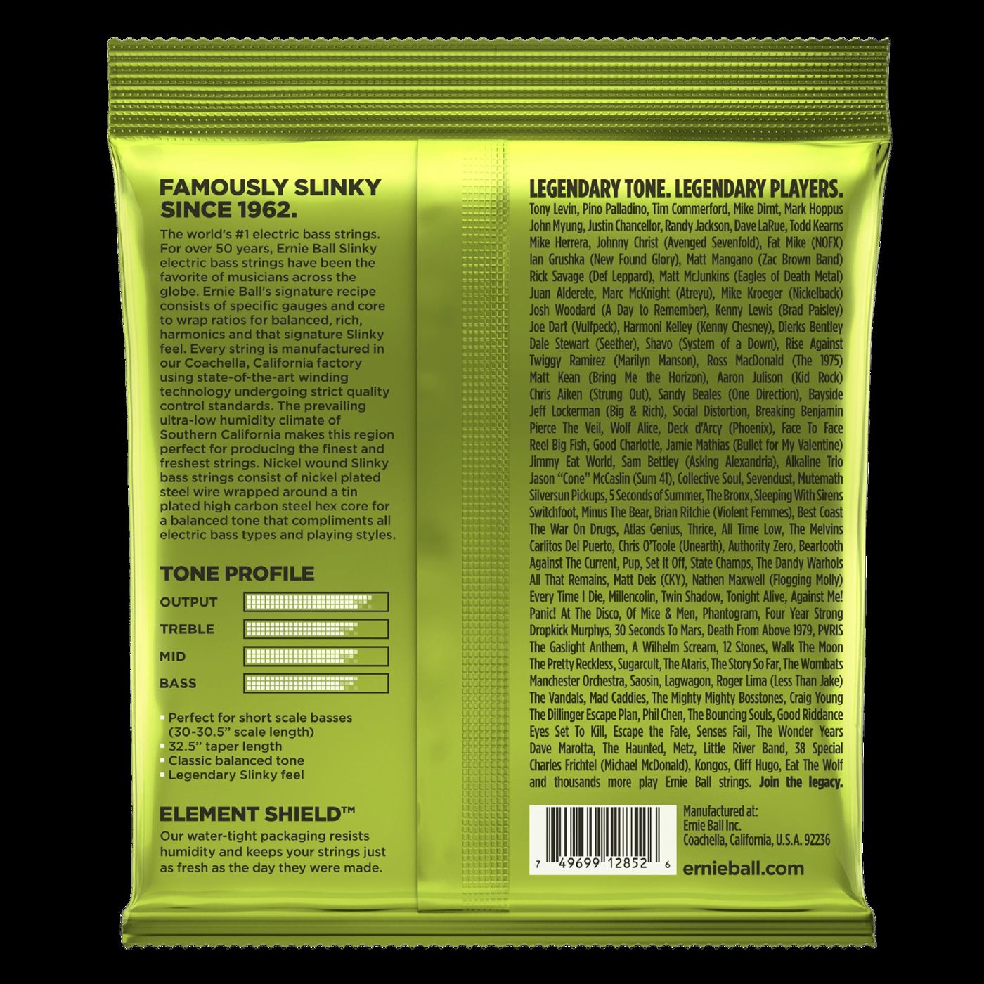 Ernie Ball 2852 Regular Slinky Short Scale Bass Guitar Strings