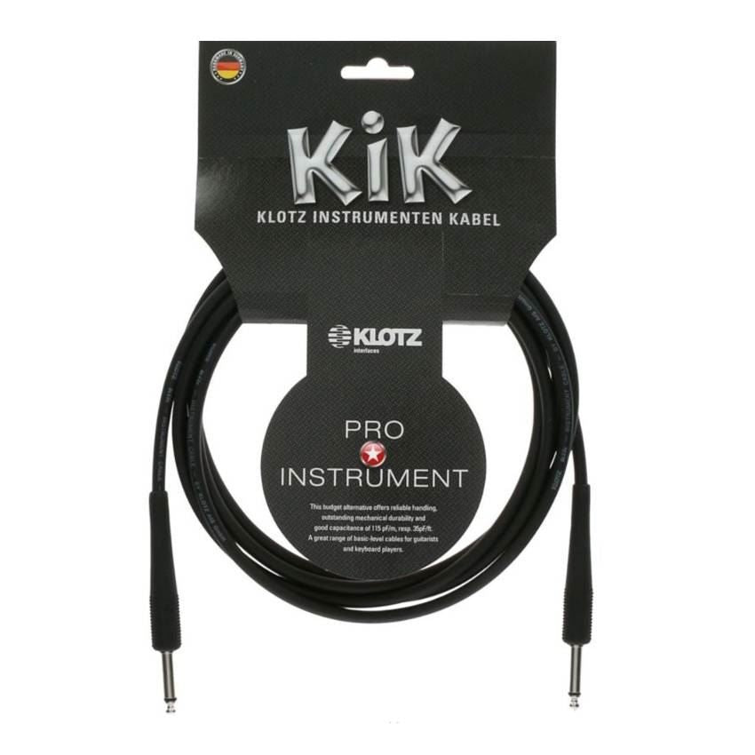 Klotz KIK Guitar Cable 3m (10ft) - Black/Nickel Connectors