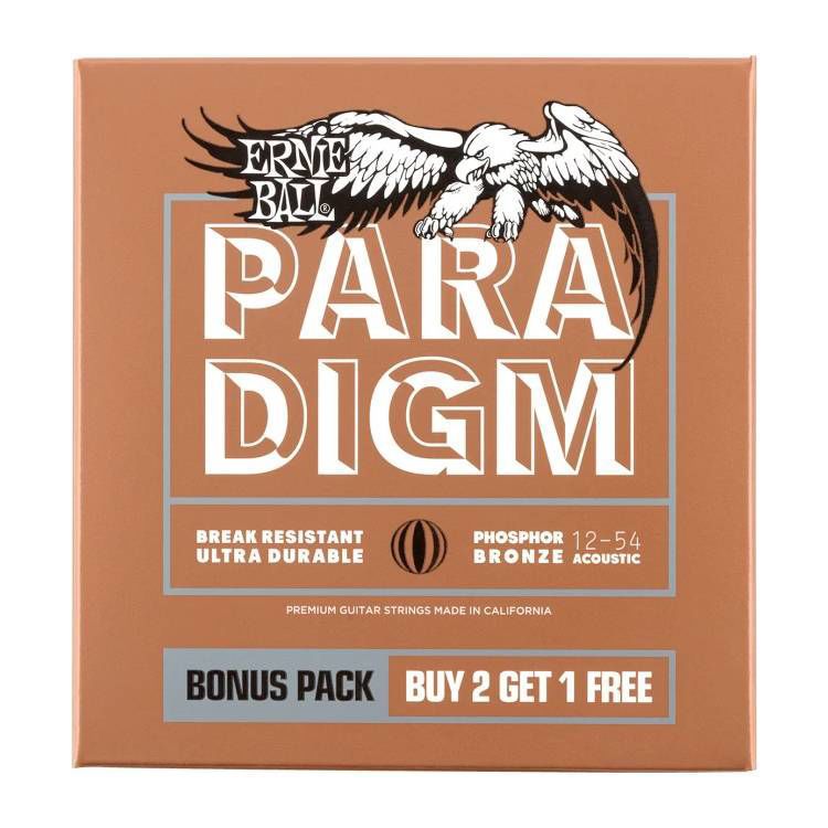 Ernie Ball 3316 12-54  Paradigm Med Light Phosphor Bronze Acoustic Guitar Strings - 3 Pack