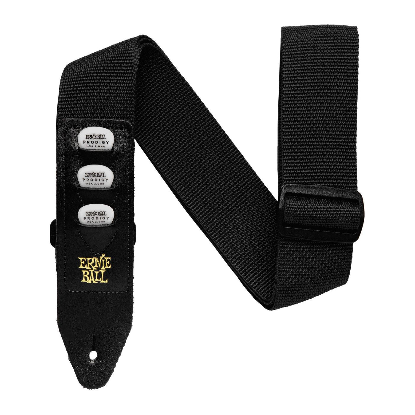 Ernie Ball 4039 Pickholder Guitar Strap in Black (Holds 3 Picks)
