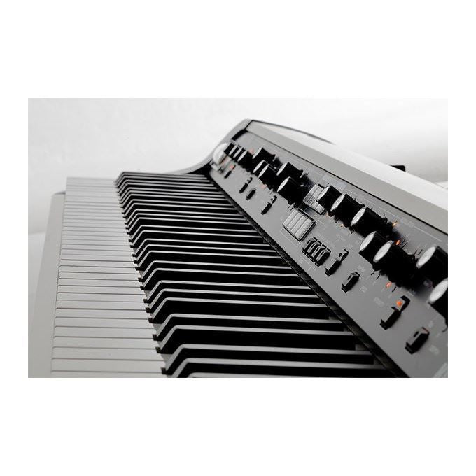 Korg SV-2 88-key stage vintage piano keyboard in black, designed for performances and live music sessions.