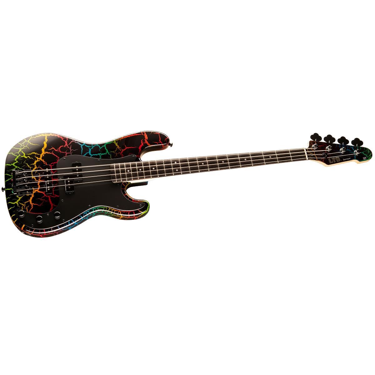 LTD Surveyor 87 Series Limited Edition Electric Bass Guitar - Rainbow Crack