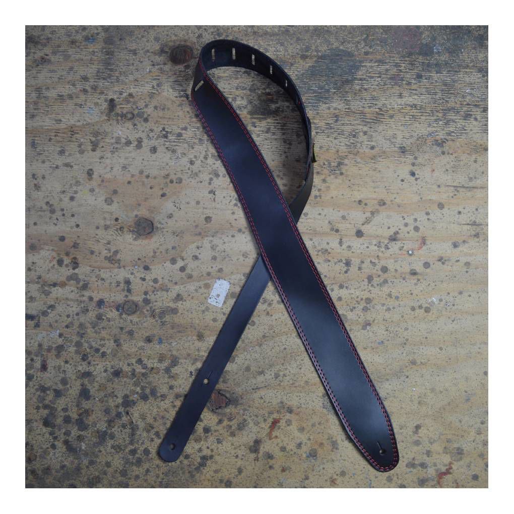 Colonial Leather 2.5 inch Basic Leather Guitar Strap - Double Stitched Red