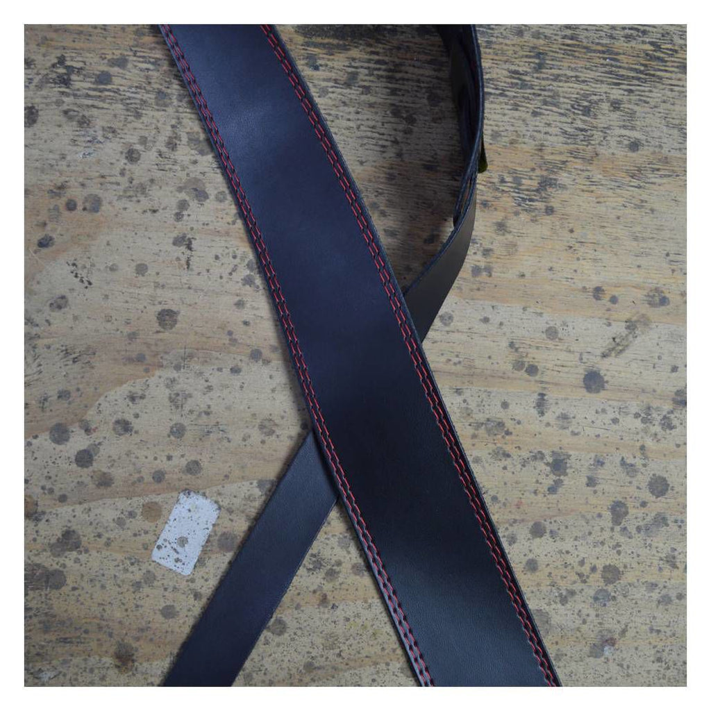 Colonial Leather 2.5 inch Basic Leather Guitar Strap - Double Stitched Red
