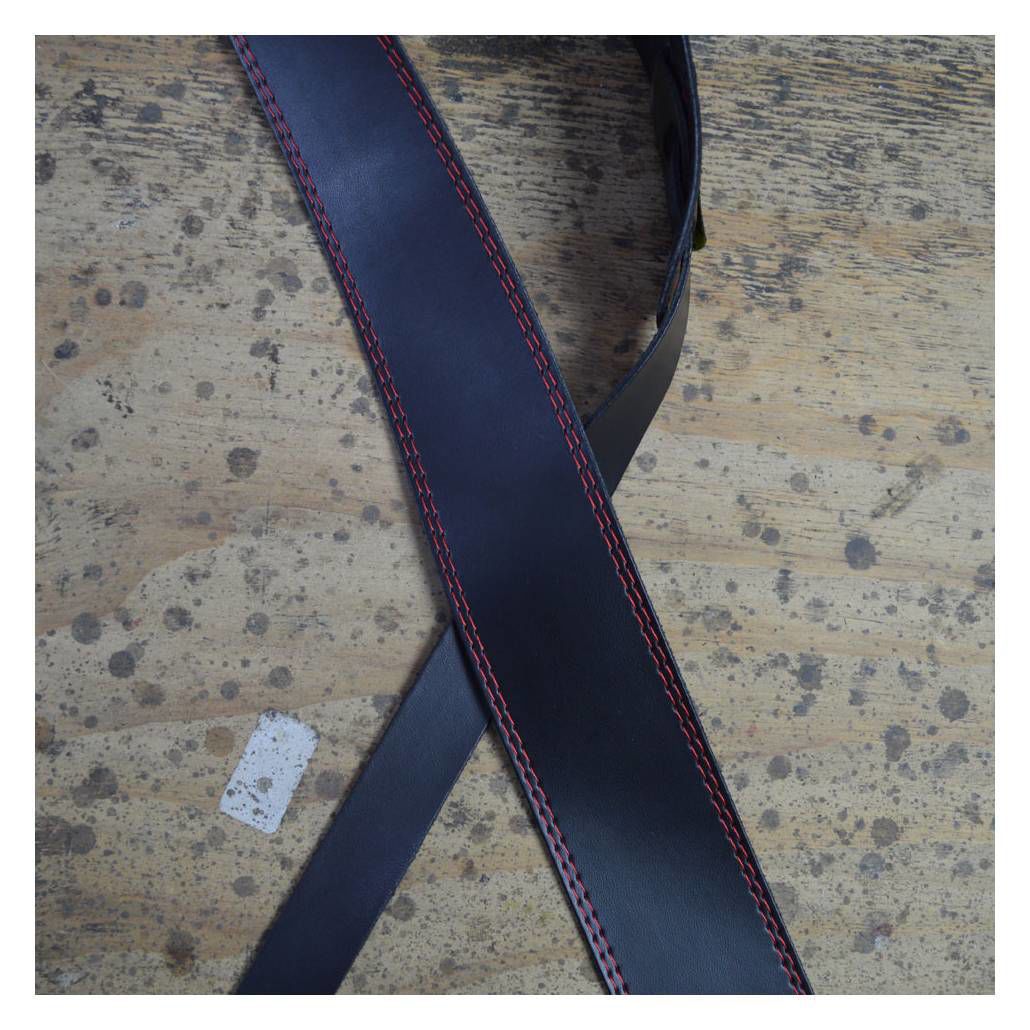 Colonial Leather 2.5 inch Basic Leather Guitar Strap - Double Stitched Red