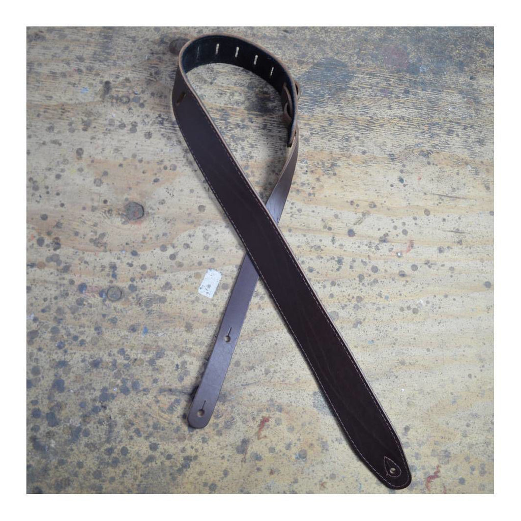 Colonial Leather 2.5 inch Sueded Solid Hide Guitar Strap - Brown