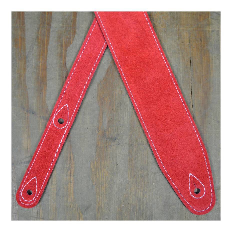 Colonial Leather Double Suede Guitar Strap - Red
