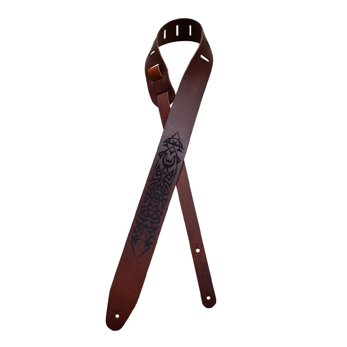 Colonial Leather Tribal Art Laser Etched Leather Guitar Strap