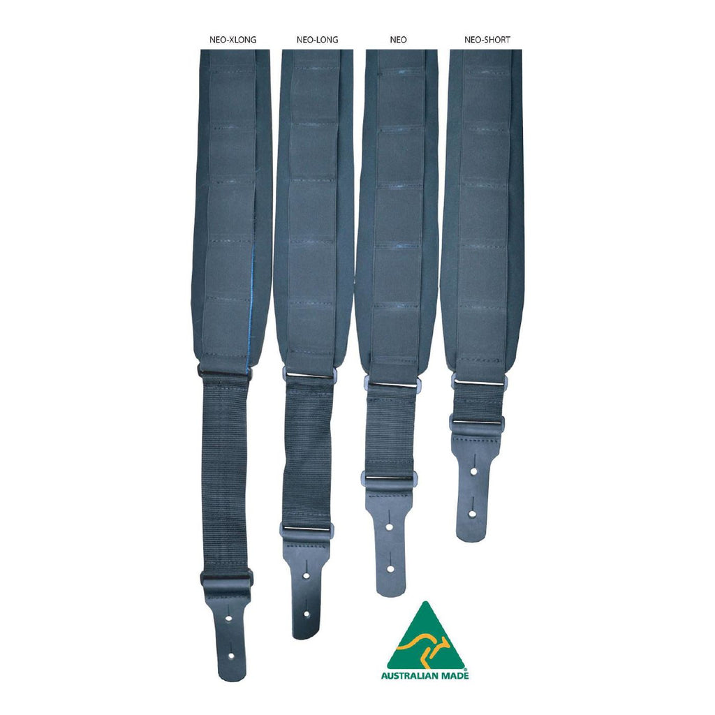 Colonial Leather Neoprene Padded Black Guitar Strap - Long