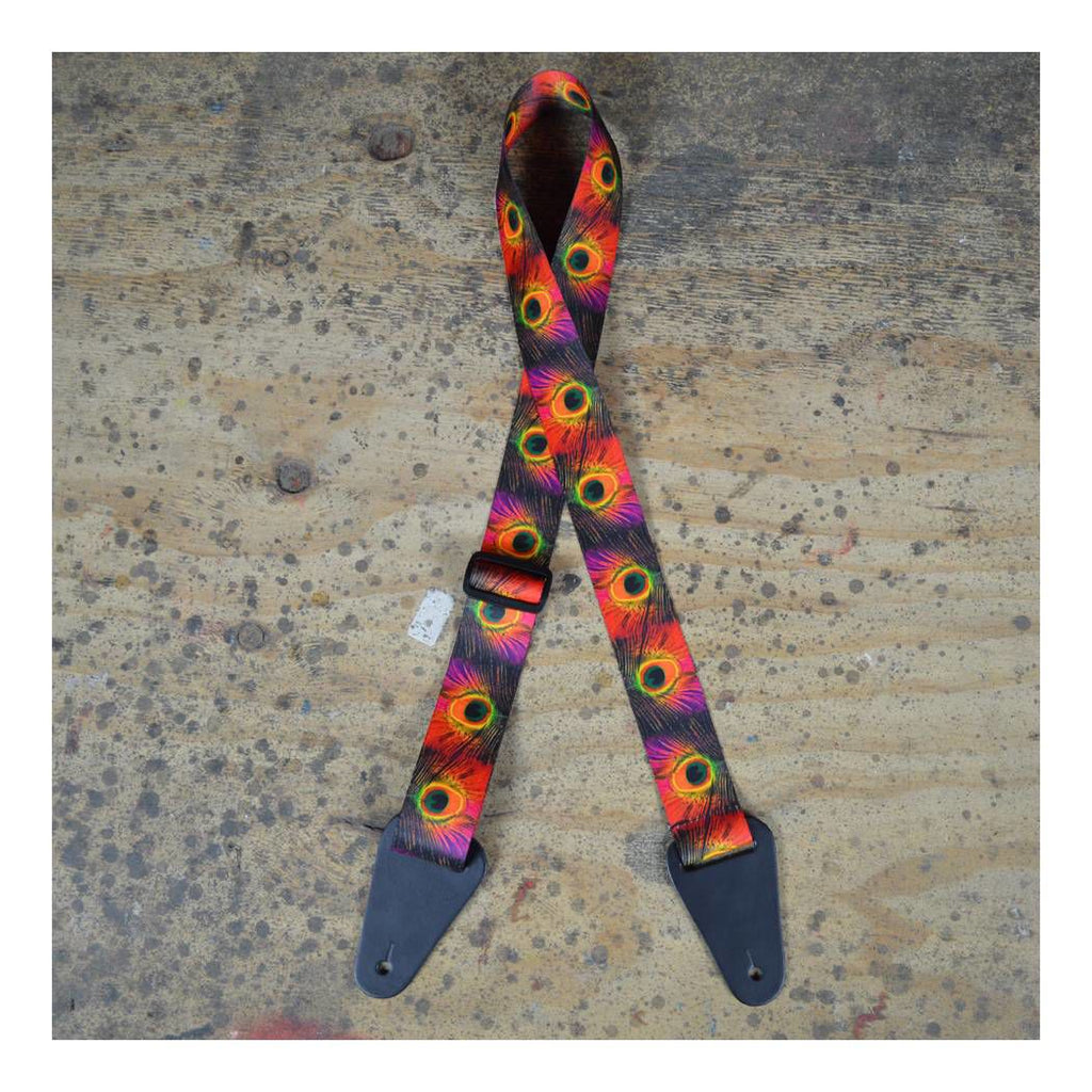 Colonial Leather Peacock Printed Webbing Guitar Strap