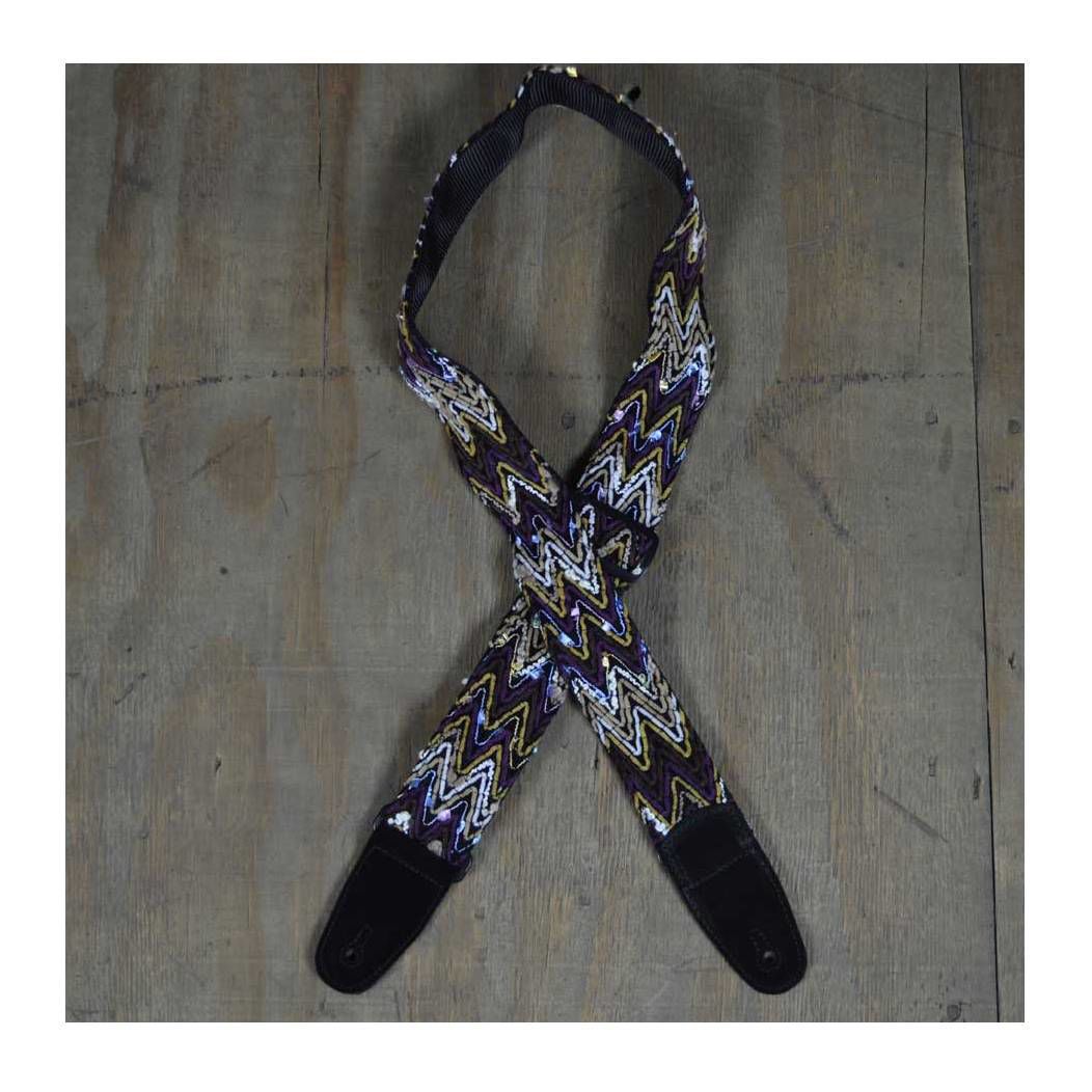 Colonial Leather Lacing & Suede Guitar Strap - Purple Multi-Colour
