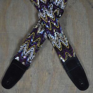 Colonial Leather Lacing & Suede Guitar Strap - Purple Multi-Colour