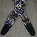 Colonial Leather Lacing & Suede Guitar Strap - Purple Multi-Colour