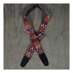 Colonial Leather Lacing & Suede Guitar Strap - Orange Multi-Colour