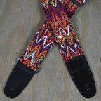 Colonial Leather Lacing & Suede Guitar Strap - Orange Multi-Colour