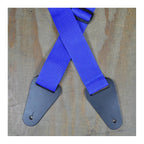 Colonial Leather Blue Webbing with Heavy Duty Leather Ends Guitar Strap