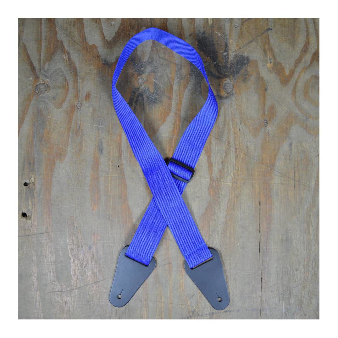 Colonial Leather Blue Webbing with Heavy Duty Leather Ends Guitar Strap