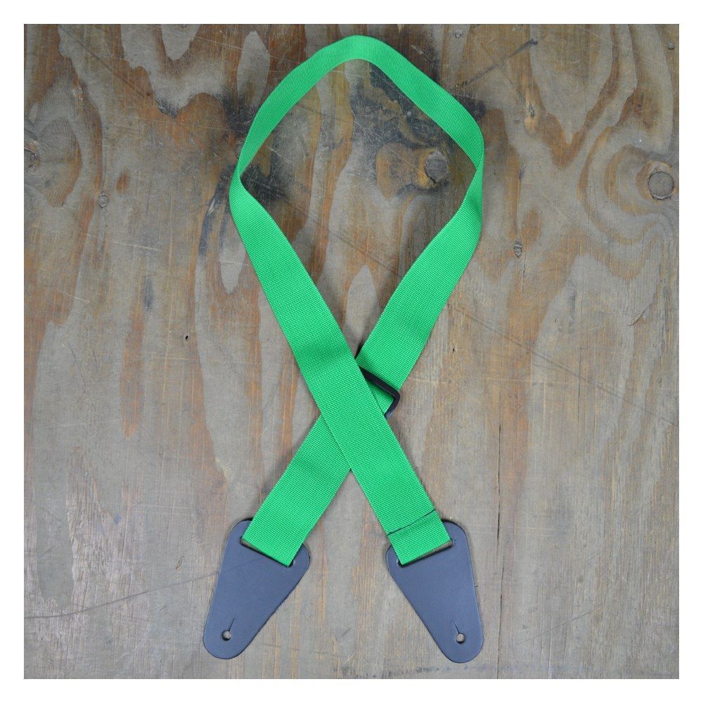 Colonial Leather Lime Green Webbing With Heavy Duty Leather Ends Guitar Strap