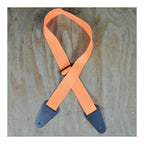Colonial Leather Orange Webbing with Heavy Duty Leather Ends Guitar Strap