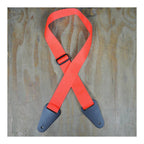 Colonial Leather Red Webbing with Heavy Duty Leather Ends Guitar Strap