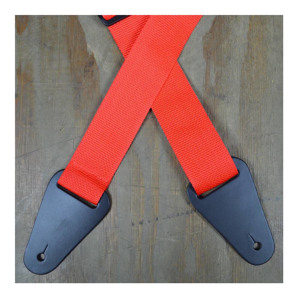 Colonial Leather Red Webbing with Heavy Duty Leather Ends Guitar Strap
