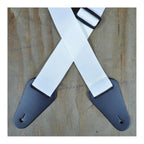 Colonial Leather White Webbing With Heavy Duty Leather Ends Guitar Strap
