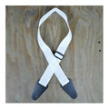Colonial Leather White Webbing With Heavy Duty Leather Ends Guitar Strap