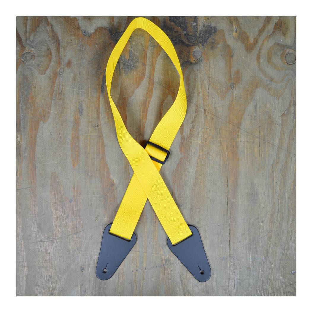 Colonial Leather Yellow Webbing With Heavy Duty Leather Ends Guitar Strap