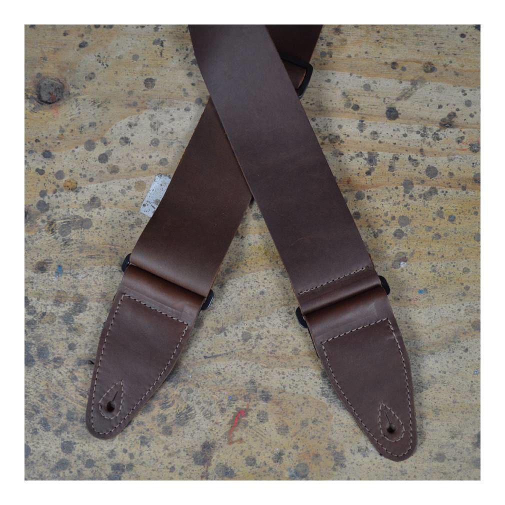 Colonial Leather 3.0 inch Soft Leather Slide Adjustable Guitar Strap - Brown