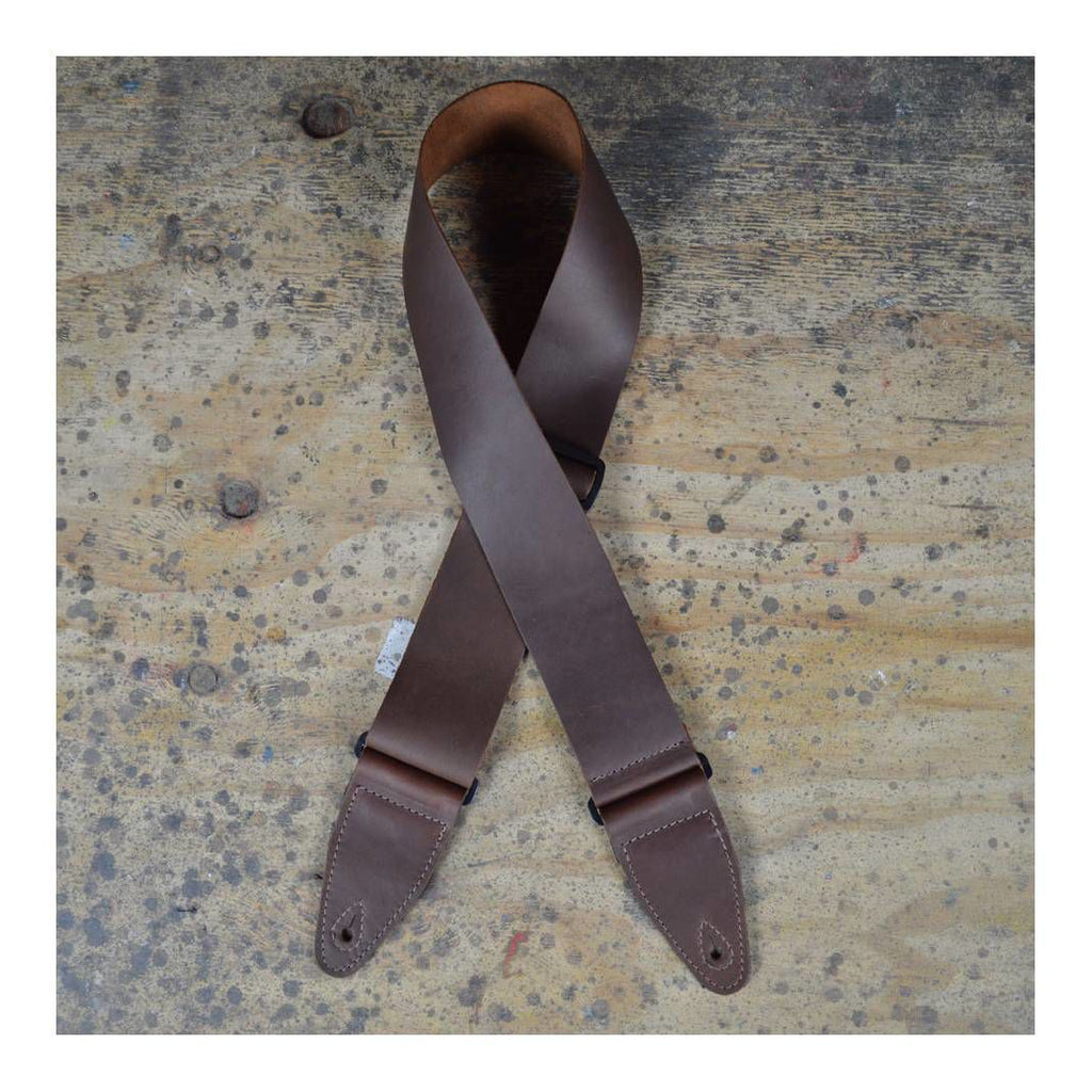 Colonial Leather 3.0 inch Soft Leather Slide Adjustable Guitar Strap - Brown