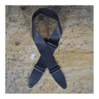 Colonial Leather 3.0 inch Soft Leather Slide Adjustable Guitar Strap - Black