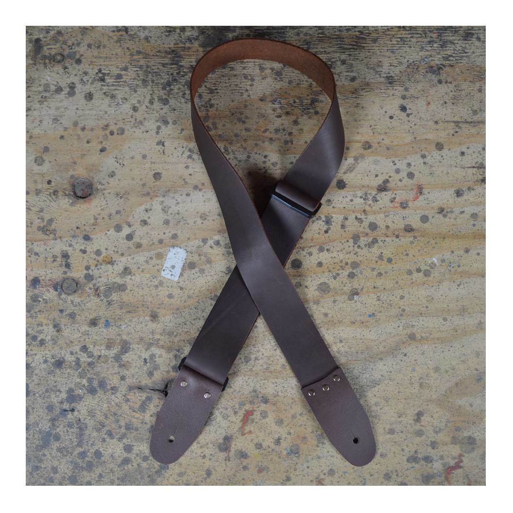 Colonial Leather 2.0 inch Soft Leather Slide Adjustable Guitar Strap - Brown
