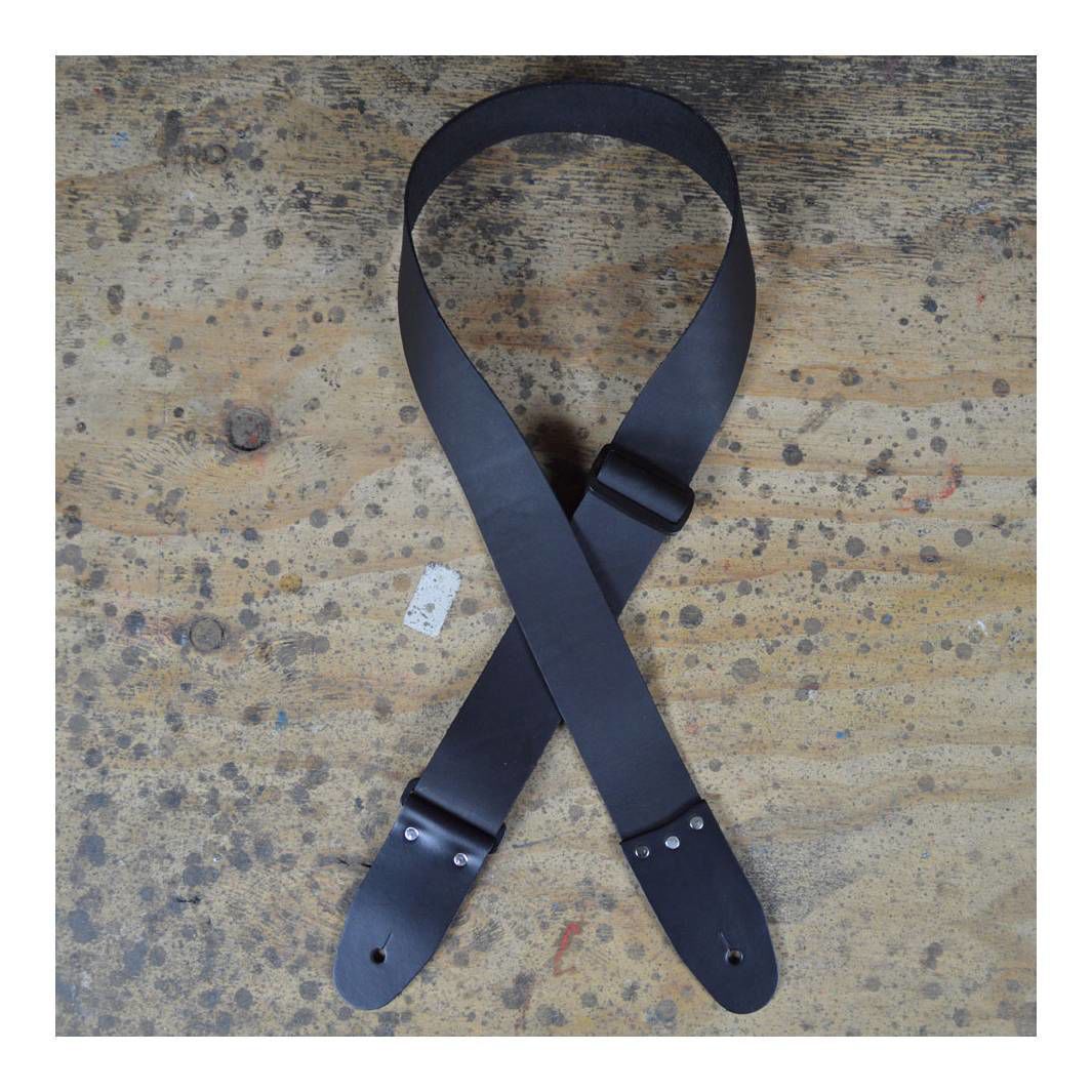 Colonial Leather 2.0 inch Soft Leather Slide Adjustable Guitar Strap - Black