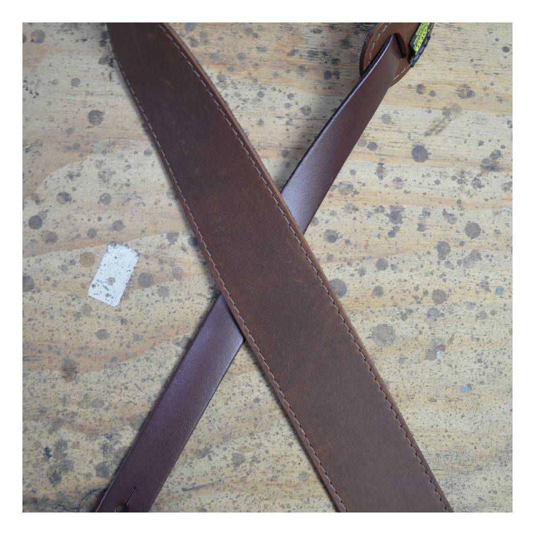 Colonial Leather 2.5 inch Sueded Soft Leather Guitar Strap  - Brown