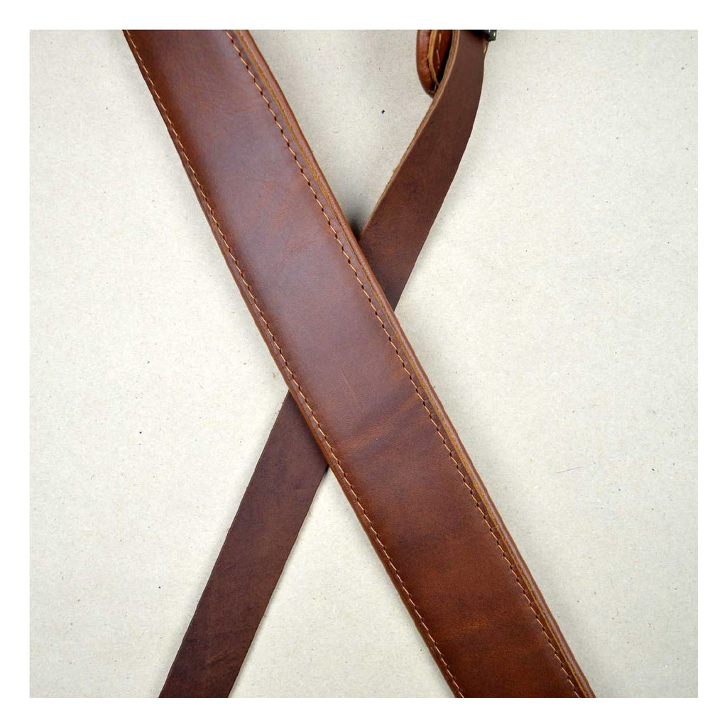 Colonial Leather 2.0 inch Padded Upholstery Guitar Strap - Brown and Tan