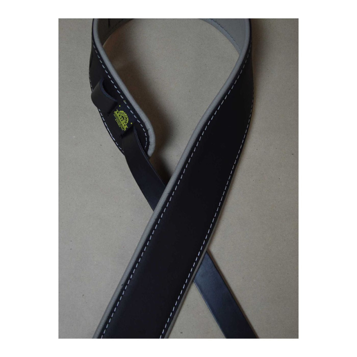 Colonial Leather 2.5 inch Padded Upholstery Leather Guitar Strap - Black and Grey