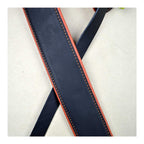 Colonial Leather 2.5 inch Padded Upholstery Leather Guitar Strap - Black and Orange