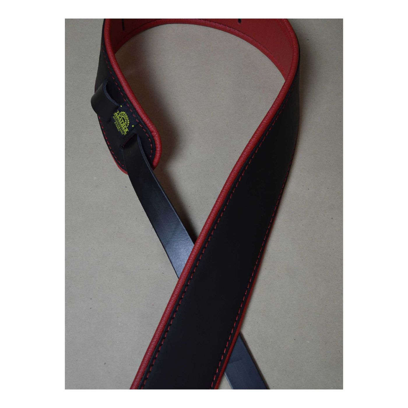 Colonial Leather 2.5 inch Padded Upholstery Leather Guitar Strap - Black and Red