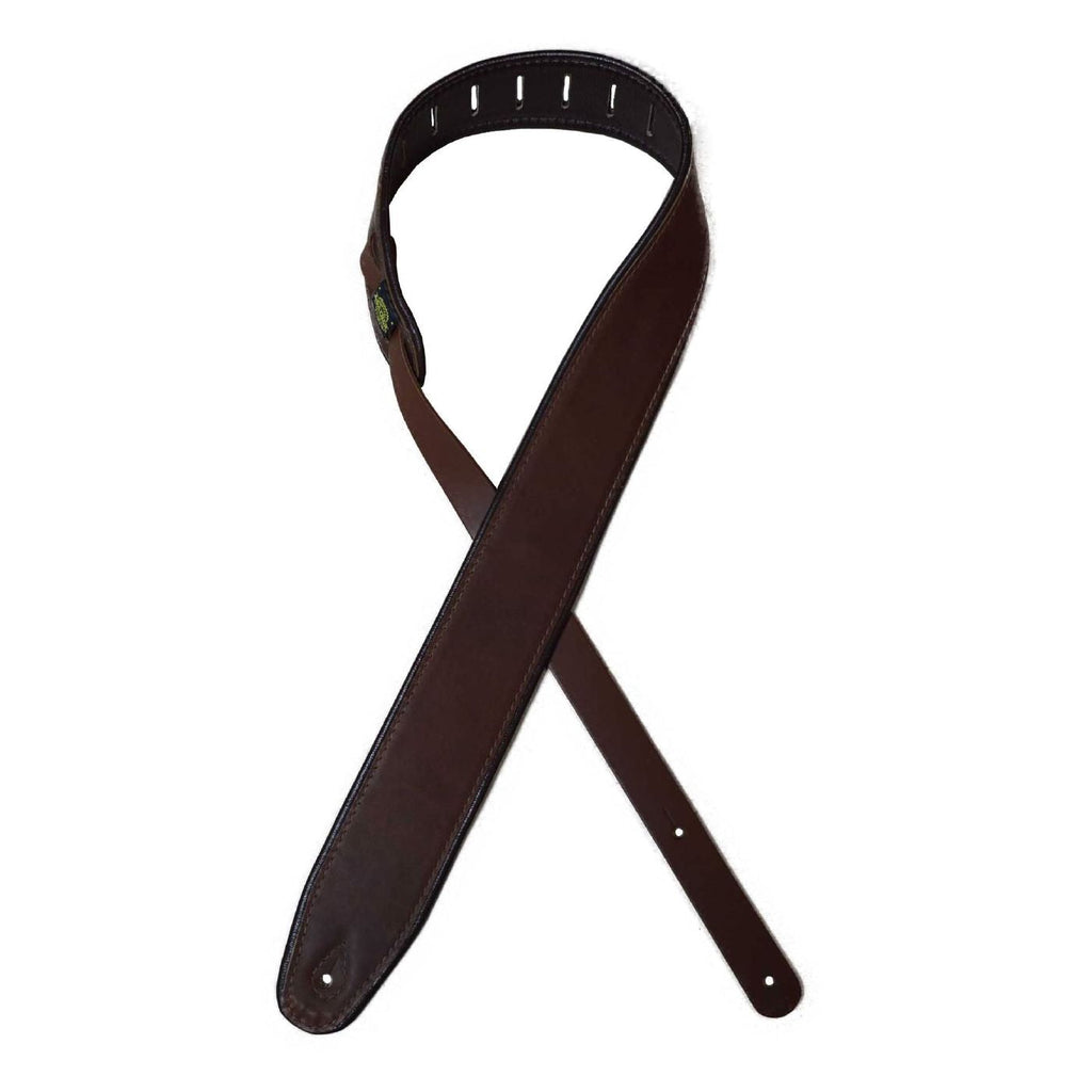 Colonial Leather 2.5inch Padded Upholstery Leather Guitar Strap - Tan & Brown
