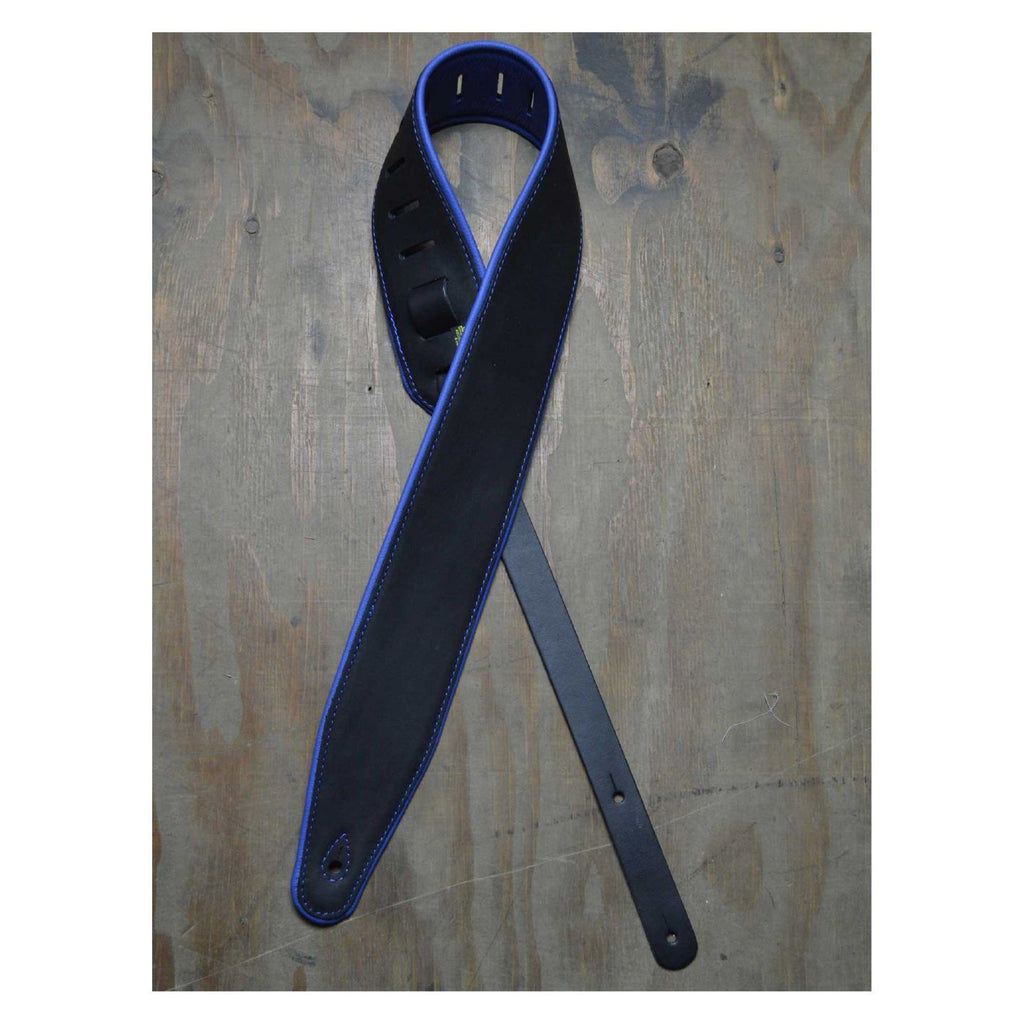 Colonial Leather Upholstery Backed & Padded Strap 3- Black/Blue