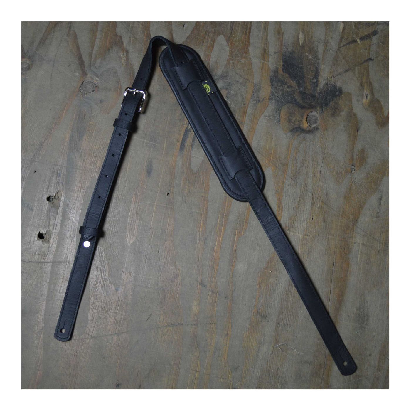 Colonial Leather Vintage Style Padded and Upholstery Backed Guitar Strap - Black and Black