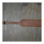 Colonial Leather Vintage Style Padded and Upholstery Backed Guitar Strap - Brown and Tan