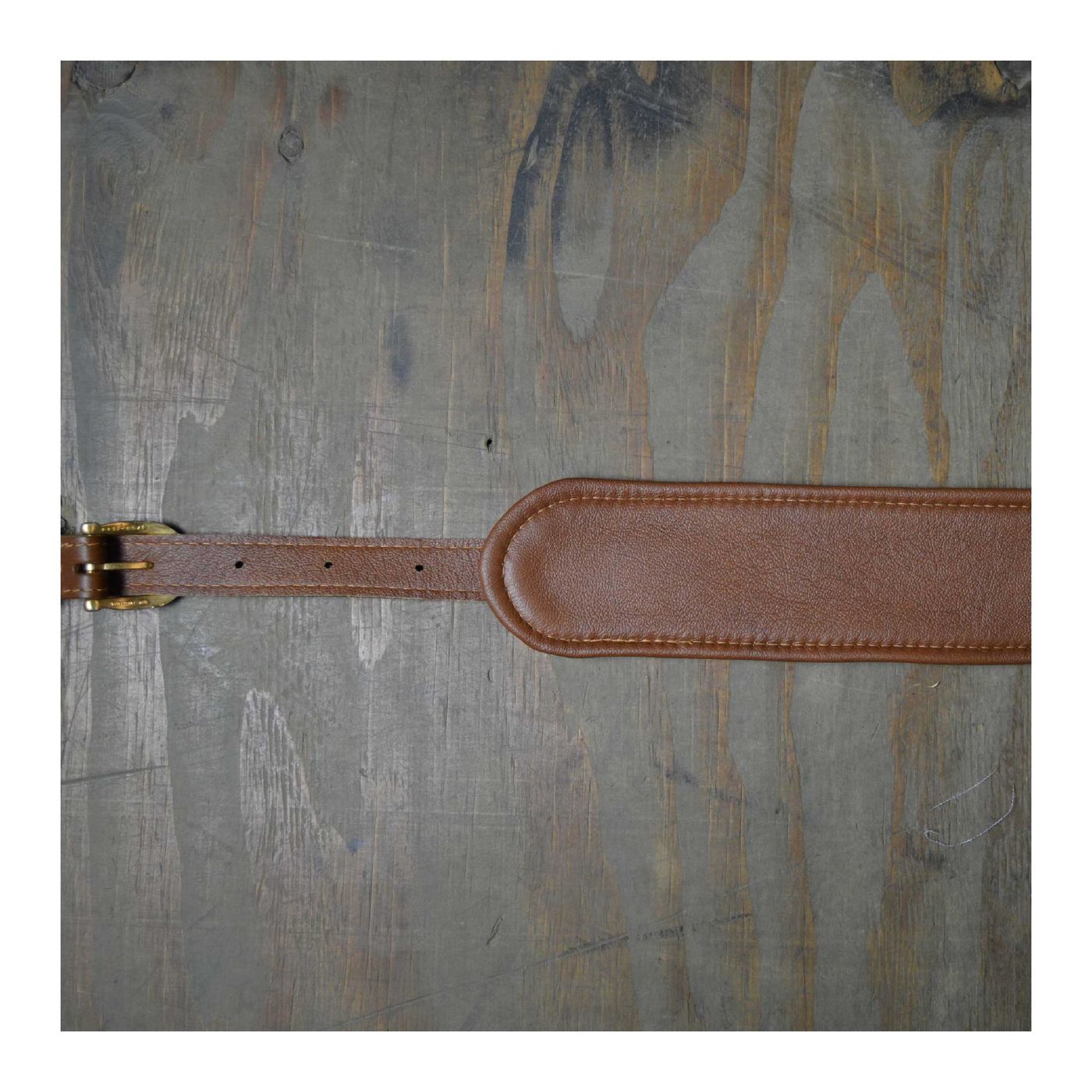 Colonial Leather Vintage Style Padded and Upholstery Backed Guitar Strap - Brown and Tan