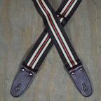 Colonial Leather Dark Brown 50mm Striped Webbing Guitar Strap