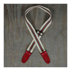 Colonial Leather Tan 50mm Striped Webbing Guitar Strap